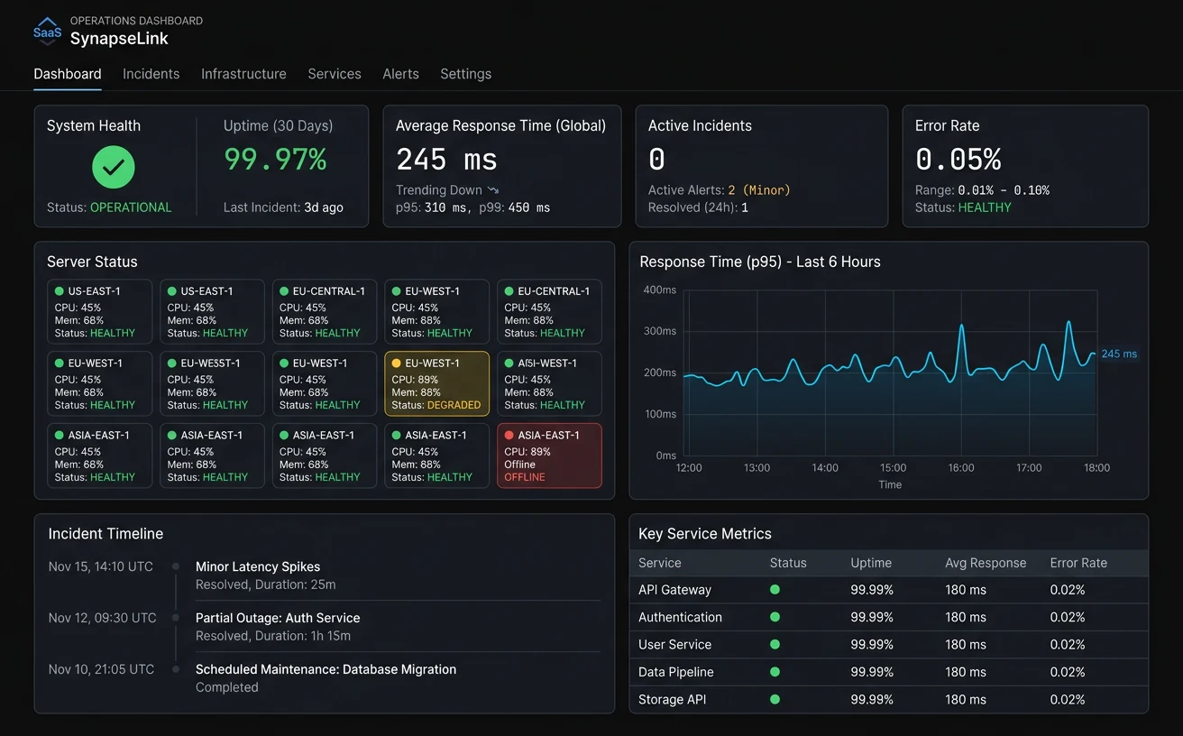 Dark analytics dashboard sample screenshot