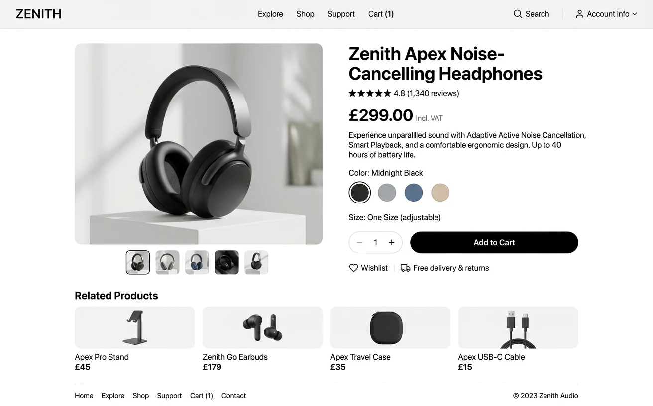 E-commerce product page sample screenshot
